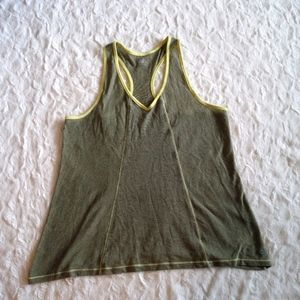 ALO YOGA V-Neck Tank Yellow & Grey Size Medium